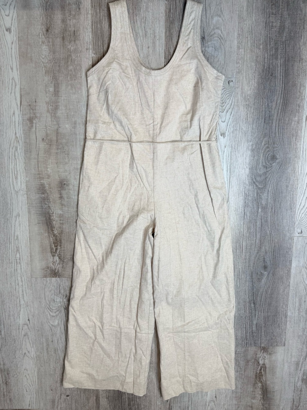 Banana Republic Factory Linen-Blend Wide-Leg Jumpsuit Cropped Flax Size S NWT